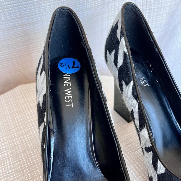 Vintage Nine West Fabric Houndstooth Architectural Patent Leather Heel M… - Picture 16 of 16
